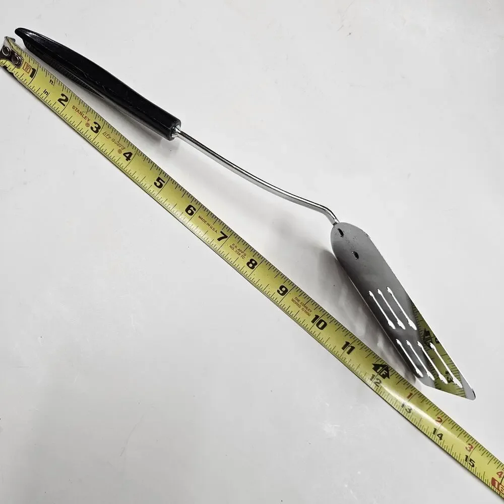 VTG EKCO Slotted Keyhole Spatula Flipper Turner Chrome Black Handle USA 13